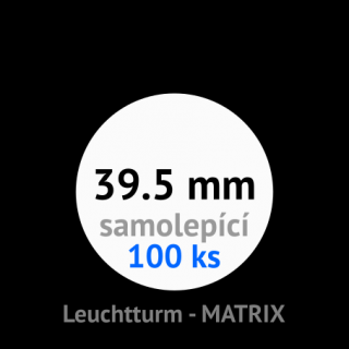 MATRIX 39.5 mm Ø - černé samolepící mincovní rámečky 50x50 mm - orig. balení 100 ks - Leuchtturm 361069