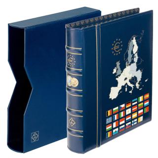 OPTIMA CLASSIC EURO - tmavě modré album s kazetou na euro mince - kapacita alba 15 mincovních listů OPTIMA nebo 9 listů VISTA - Leuchtturm 341306