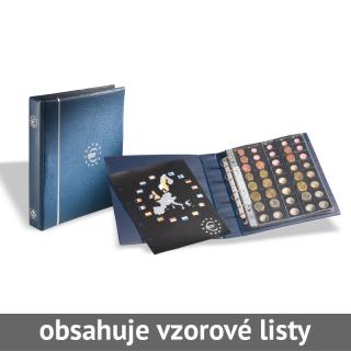 OPTIMA EURO - tmavě modré koženkové album bez kazety na euro mince + 5 mincovních listů OPTIMA na euro sady (kapacita alba je 10 listů) - Leuchtturm…