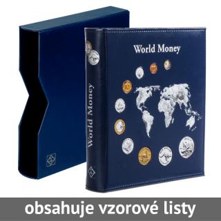 OPTIMA World Money  - tmavě modré album na mince a bankovky s kazetou + 5 vzorových mincovních listů OPTIMA (kapacita alba je 15) - Leuchtturm 344959