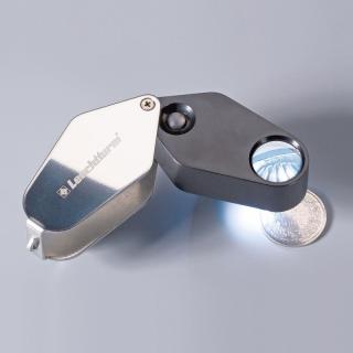 Precizní kapesní skládací lupa s LED diodou - 10x zvětšení,  O 18 mm - Leuchtturm 329828