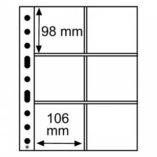 Průhledné albové listy GRANDE 3/2C - 6 kapes na pivní tácky, certifikáty do 98x106 mm - orig. balení 5 ks - Leuchtturm 316604