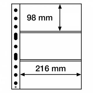 Průhledné albové listy GRANDE 3C - 3 kapsy na bankovky, známky do 216x98 mm - orig. balení 5 ks - Leuchtturm 308439
