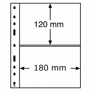 Průhledné albové listy OPTIMA 2C - 2 vodorovné kapsy na velké bankovky do 180x120 mm - orig. balení 10 ks - Leuchtturm 309942