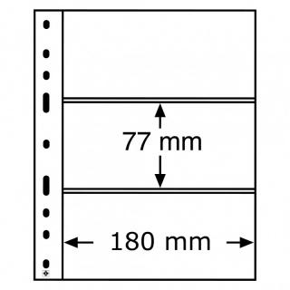 Průhledné albové listy OPTIMA 3C - 3 vodorovné kapsy na bankovky do 180x77 mm - orig. balení 10 ks - Leuchtturm 317839
