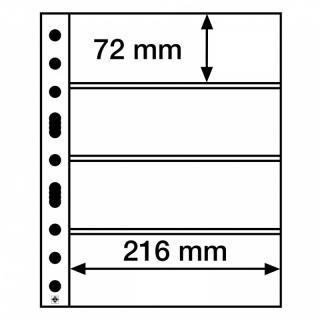 Průhledné tenčí albové listy GRANDE 4C EASY - 4 vodorovné kapsy na bankovky do 216x72 mm - pro běžné kancelářské pořadače se 4-kroužkovou mechanikou…