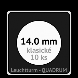 QUADRUM 14.0 mm O -  čtvercové mincovní kapsle 50x50x6.25 mm s černou vložkou s výřezem - orig. balení 10 ks - Leuchtturm 308571