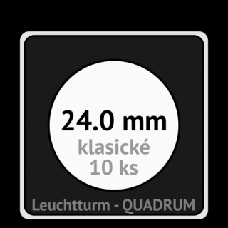 QUADRUM 24.0 mm O -  čtvercové mincovní kapsle 50x50x6.25 mm s černou vložkou s výřezem - orig. balení 10 ks - Leuchtturm 329802