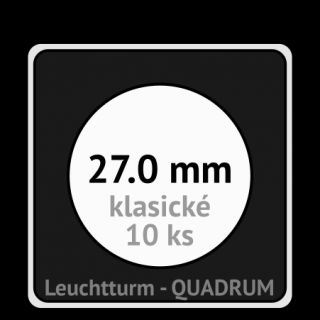 QUADRUM 27.0 mm O -  čtvercové mincovní kapsle 50x50x6.25 mm s černou vložkou s výřezem - orig. balení 10 ks - Leuchtturm 317321