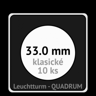 QUADRUM 33.0 mm O -  čtvercové mincovní kapsle 50x50x6.25 mm s černou vložkou s výřezem - orig. balení 10 ks - Leuchtturm 327634