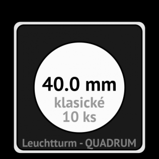 QUADRUM 40.0 mm O -  čtvercové mincovní kapsle 50x50x6.25 mm s černou vložkou s výřezem - orig. balení 10 ks - Leuchtturm 307563