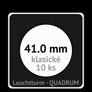 QUADRUM 41.0 mm O -  čtvercové mincovní kapsle 50x50x6.25 mm s černou vložkou s výřezem - orig. balení 10 ks - Leuchtturm 330794