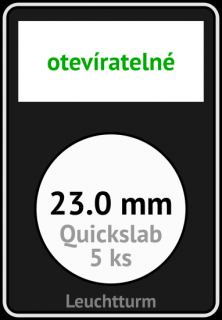 QUICKSLAB 23.0 mm Ø - obdélníkové mincovní kapsle 59x85x10 mm s černou vložkou s výřezem a kartičkou na popisky - orig. balení 5 ks - Leuchtturm…