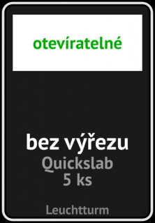 QUICKSLAB bez výřezu - obdélníkové mincovní kapsle 59x85x10 mm s černou vložkou bez výřezu a kartičkou na popisky - orig. balení 5 ks - Leuchtturm…