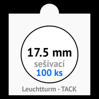 TACK 17.5 mm Ø - bílé sešívací mincovní rámečky 50x50 mm - orig. balení 100 ks - Leuchtturm 309596