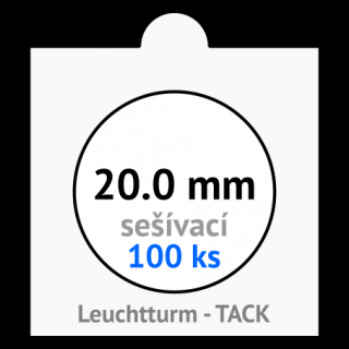 TACK 20.0 mm Ø - bílé sešívací mincovní rámečky 50x50 mm - orig. balení 100 ks - Leuchtturm 303625