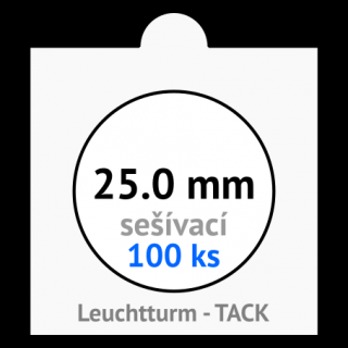 TACK 25.0 mm Ø - bílé sešívací mincovní rámečky 50x50 mm - orig. balení 100 ks - Leuchtturm 314207