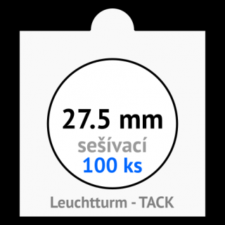 TACK 27.5 mm Ø - bílé sešívací mincovní rámečky 50x50 mm - orig. balení 100 ks - Leuchtturm 333204