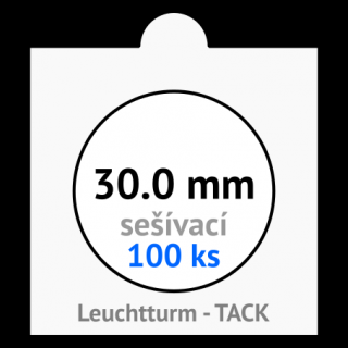 TACK 30.0 mm Ø - bílé sešívací mincovní rámečky 50x50 mm - orig. balení 100 ks - Leuchtturm 325388