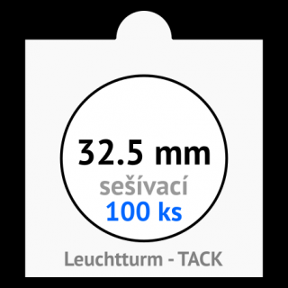 TACK 32.5 mm Ø - bílé sešívací mincovní rámečky 50x50 mm - orig. balení 100 ks - Leuchtturm 303811