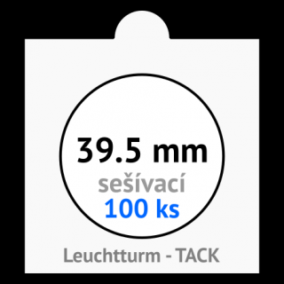 TACK 39.5 mm Ø - bílé sešívací mincovní rámečky 50x50 mm - orig. balení 100 ks - Leuchtturm 304831