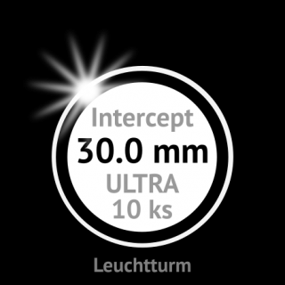 ULTRA Intercept 30.0 mm Ø - ochranné protikorozní bezrámové kruhové mincovní kapsle s černou vložkou s výřezem - vnější Ø 41,80 mm - orig. balení 10…