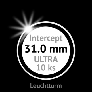 ULTRA Intercept 31.0 mm Ø - ochranné protikorozní bezrámové kruhové mincovní kapsle s černou vložkou s výřezem - vnější Ø 41,91 mm - orig. balení 10…