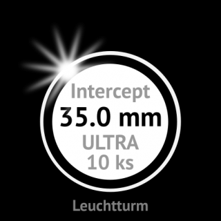 ULTRA Intercept 35.0 mm Ø - ochranné protikorozní bezrámové kruhové mincovní kapsle s černou vložkou s výřezem - vnější Ø 46,90 mm - orig. balení 10…