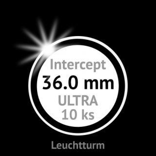 ULTRA Intercept 36.0 mm Ø - ochranné protikorozní bezrámové kruhové mincovní kapsle s černou vložkou s výřezem - vnější Ø 47,80 mm - orig. balení 10…