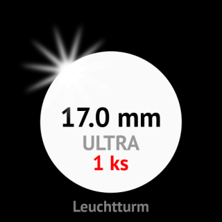 ULTRA prémium 17.0 mm Ø - bezrámová kruhová kapsle na minci do průměru 17 mm - vnější Ø 22.5 mm - 1 ks bublinky - Leuchtturm 345018-1