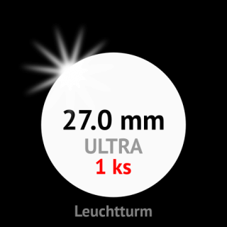 ULTRA prémium 27.0 mm Ø - bezrámová kruhová kapsle na minci do průměru 27 mm - vnější Ø 33 mm - 1 ks bublinky - Leuchtturm 345033-1
