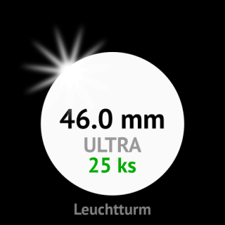 ULTRA prémium 46.0 mm Ø - bezrámové kruhové kapsle na mince do průměru 46 mm - vnější Ø 52 mm - balení 25 ks - Leuchtturm 361326-25