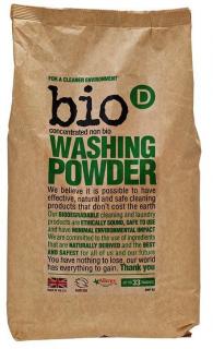 Bio-D prášek na praní 2 kg (Univerzální prášek, bez dráždivých enzymů, pro pračky i pro ruční praní. Účinný, vyroben z rostlinných tenzidů, přírodního zeolitu a minerálních solí. Hypoalergenní, vhodný i pro citlivou pokožku a děti. Bez chemie a umělých vů