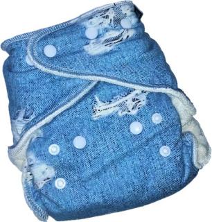 Noční kalhotová plena Katyv Baby na patentky - Jeans (Obsahuje dlouhou, krátkou a separační plenu)