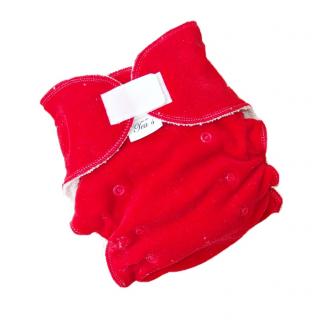 Noční kalhotová plena Teas na suchý zip (kojenecký plyš) - Červená (Obsahuje extra savou krátkou a dlouhou vkládací plenu)