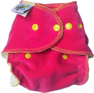 Noční novorozenecká kalhotová plena Majab na patentky - malinová/žlutá (Neobsahuje žádné vkládací pleny)
