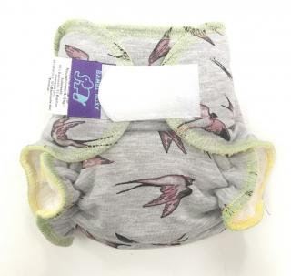 Novorozenecká kalhotová plena Bambi Roxy na suchý zip - Birds (obsahuje dlouhou vkládací plenu)