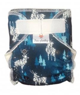Novorozenecká kalhotová plena Fox-plenky na suchý zip - Jelen v modrém lese (Bez vkládacích plen)