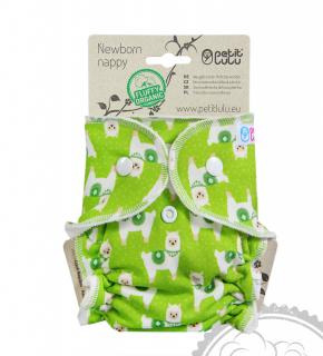 Novorozenecká kalhotová plenka Petit Lulu na patentky - Lamy na pastvě (Novorozenecká kalhotová plena na pat - obsahuje dlouhou vkládací plenu)