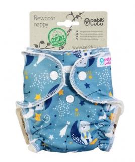 Novorozenecká kalhotová plenka Petit Lulu na patentky - Medvídci na měsíci (Novorozenecká kalhotová plena na pat - obsahuje dlouhou vkládací plenu)
