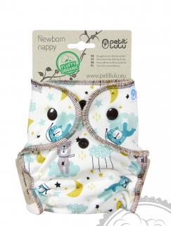 Novorozenecká kalhotová plenka Petit Lulu na patentky - Ospalí medvídci (Novorozenecká kalhotová plena na pat - obsahuje dlouhou vkládací plenu)