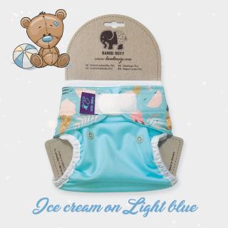 Novorozenecké svrchní PUL kalhotky Bambi Roxy na suchý zip - Ice cream on light blue