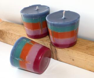 Barevná svíčka Magic Wish - 5 vrstev pastelových barev, 4 světové spojnice 3128 (Ruční výroba, Originální kousek, Obřadní svíčka)