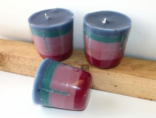 Barevná svíčka Magic Wish - 5 vrstev pastelových barev, 4 světové spojnice 3129 (Ruční výroba, Originální kousek, Obřadní svíčka)
