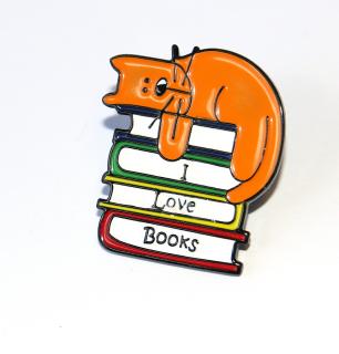 Brož BeCool - Miluji knížky, Čtení je nejlepší relax, Líná kočka, I Love Books 3301