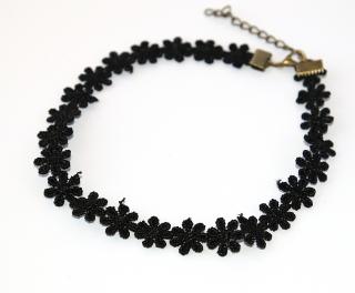Choker Fashion Jewerly - Krajkový náhrdelník, Květiny, Flower simple style, bronzové zapínání 2776