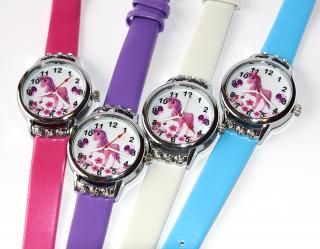 Dětské, dívčí hodinky Fashion Jewerly - Růžový, fialový jednorožec pro princeznu, Romantická dívka, Miluji pohádky a kouzla 3020