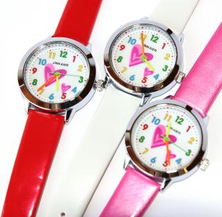Dětské, dívčí hodinky Fashion Jewerly - Srdce pro princeznu, barevná čísla, moderní dívka 2795