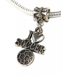 Korálek Fashion Jewerly - Přívěsek I love soccer, Sport, Zábava, Radost, Pohyb, Míč, Soccer 3230