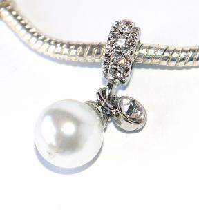 Korálek Fashion Jewerly - Přívěsek Perla s kamínkem, Královský květ, Queen Pearl 2974